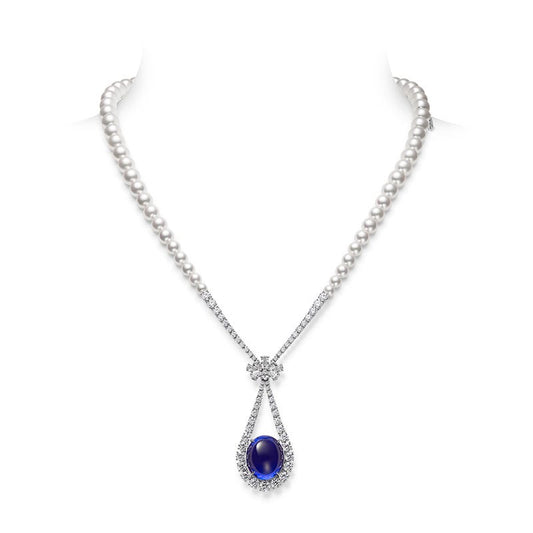 Zhuji Cultured Pearl Tanzanite and Diamond Necklace in White