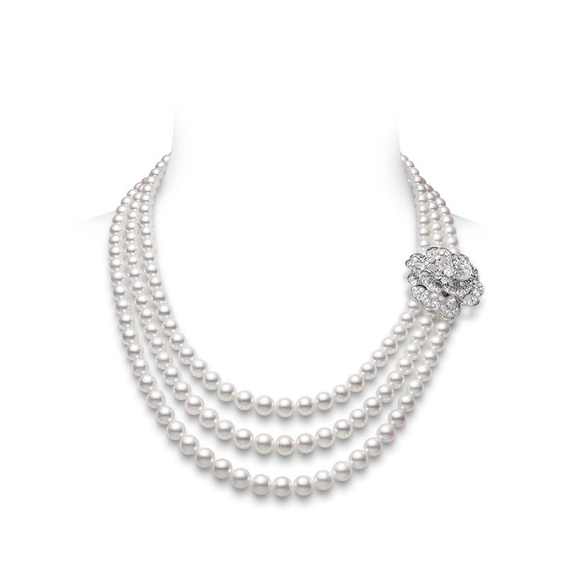 Blooming Delight Fanuly Cultured Pearl Necklace with Detachable Diamond Brooch