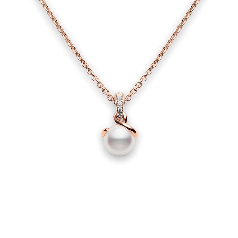 Twist Zhuji Cultured Pearl Pendant In Rose