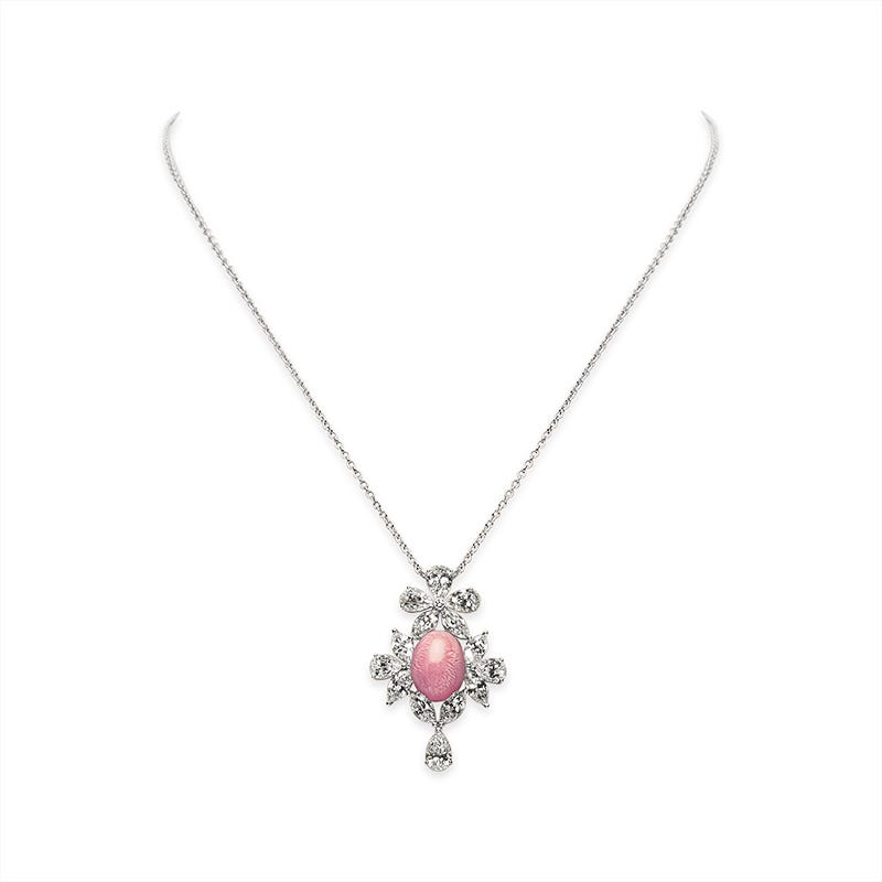 Fanuly Conch Pearl and Diamond Pendant in Silver
