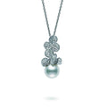 Fortune Leaves White South Sea Cultured Pearl and Diamond Pendant In Silver