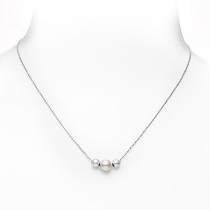 Pearls in Motion Zhuji Cultured Pearl Necklace In Silver