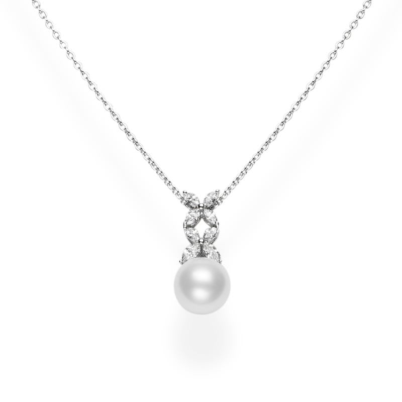 White South Sea Cultured Pearl and Diamond Pendant in Silver
