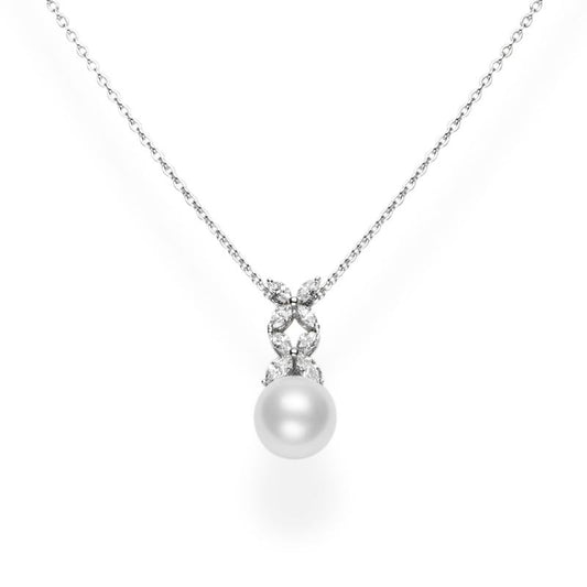 White South Sea Cultured Pearl and Diamond Pendant in Silver