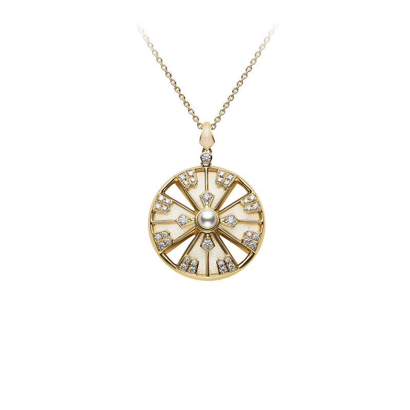 Yaguruma Pendant with Pink Enamel