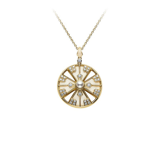 Yaguruma Pendant with Pink Enamel