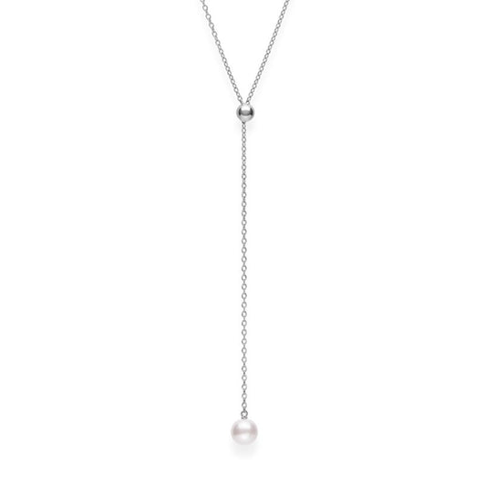 Zhuji Cultured Pearl Lariat Pendant in Silver