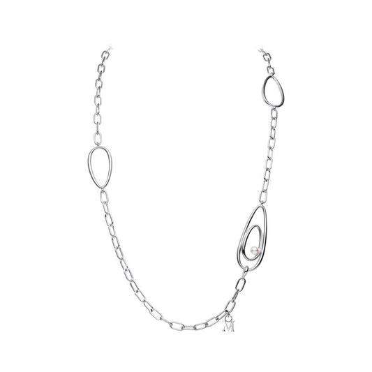 Moon Dew Zhuji Cultured Pearl Necklace in Silver