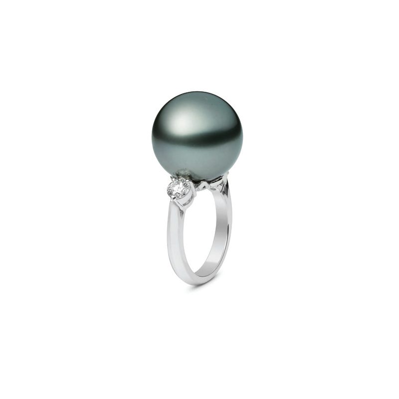 ブラック 南洋養殖真珠 クラシック リング