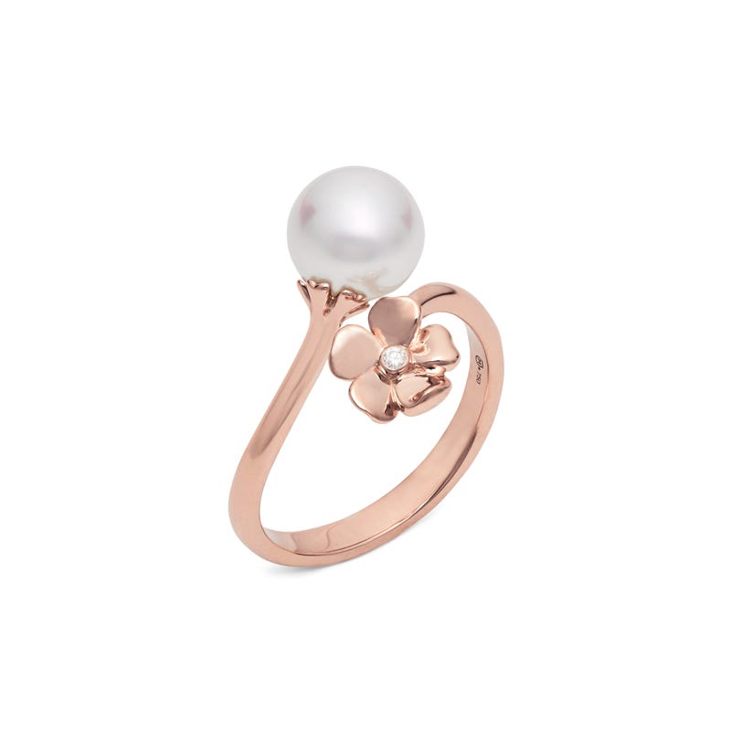 Cherry Blossom Collection Akoya Cultured Pearl Ring in Pink