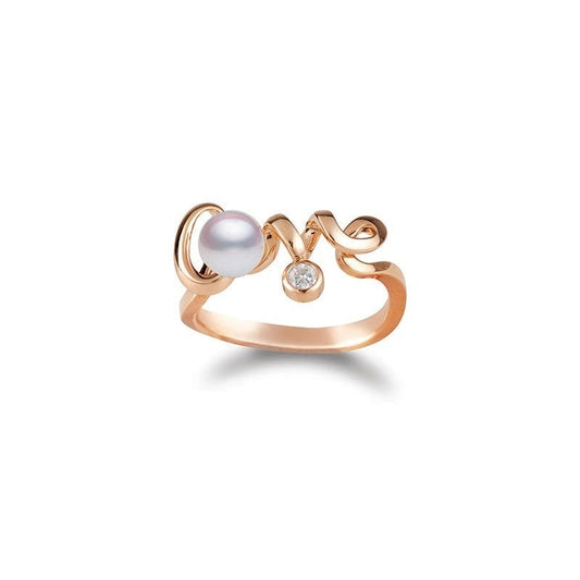 Cherish Love Zhuji Cultured Pearl and Diamond Ring in Pink