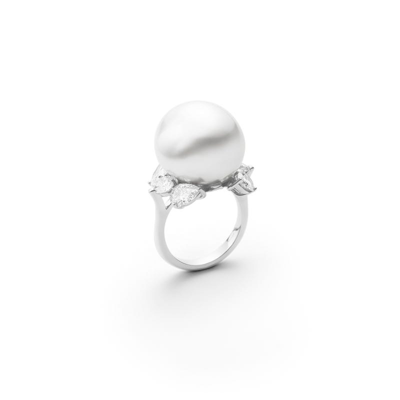 Baroque South Sea Cultured Pearl and Diamond Ring