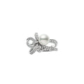 Jeux de Rubans Zhuji Cultured Pearl and Diamond Ring Silver