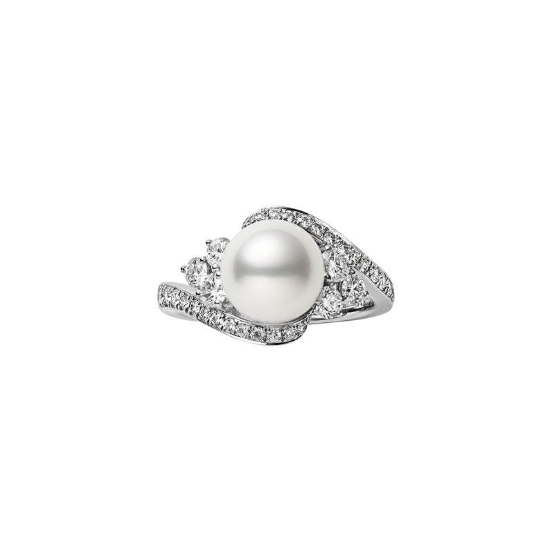 Zhuji Cultured Pearl and Diamond Ring in Silver