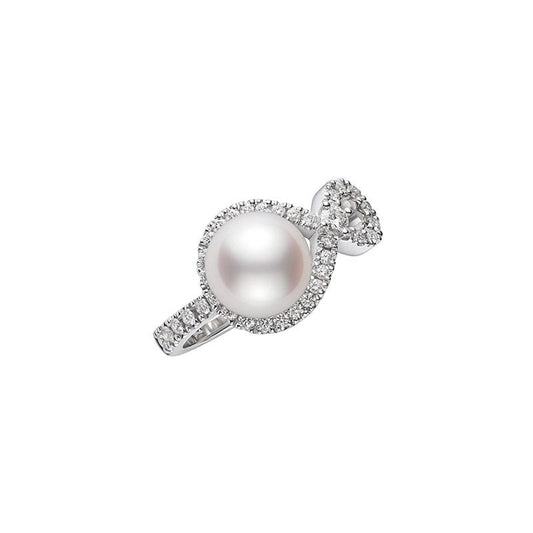 Ruyi Collection Zhuji Cultured Pearl and Diamond Ring in Silver