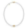 Fusion Zhuji and Golden South Sea Cultured Pearl Necklace With Diamond Rondelles
