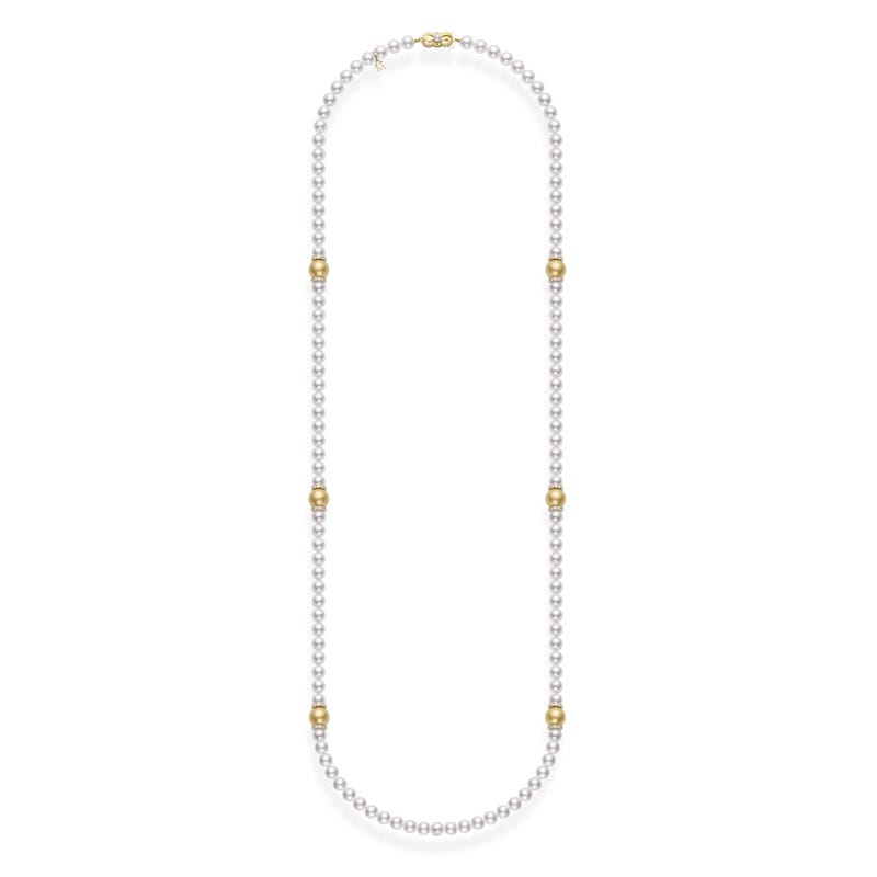 Fusion Zhuji and Golden South Sea Cultured Pearl Strand with Diamond Rondelles