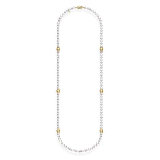 Fusion Zhuji and Golden South Sea Cultured Pearl Strand with Diamond Rondelles
