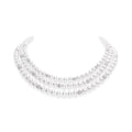 Fusion Zhuji Cultured Pearl Triple Strand with Pave Diamond Spheres