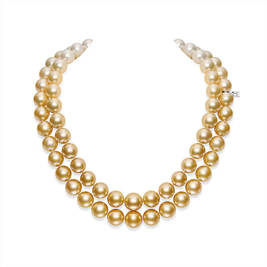 Golden South Sea Cultured Pearl Double Strand Necklace