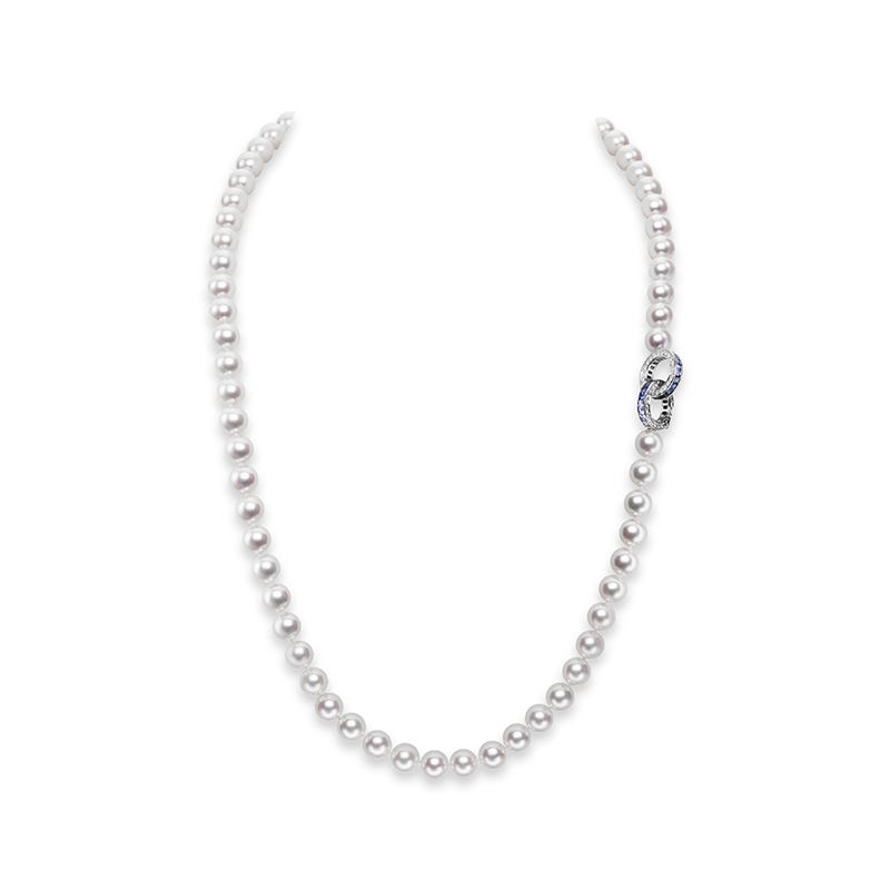 Ocean Collection Sapphire and Diamond Circle Necklace in White