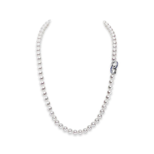 Ocean Collection Sapphire and Diamond Circle Necklace in White