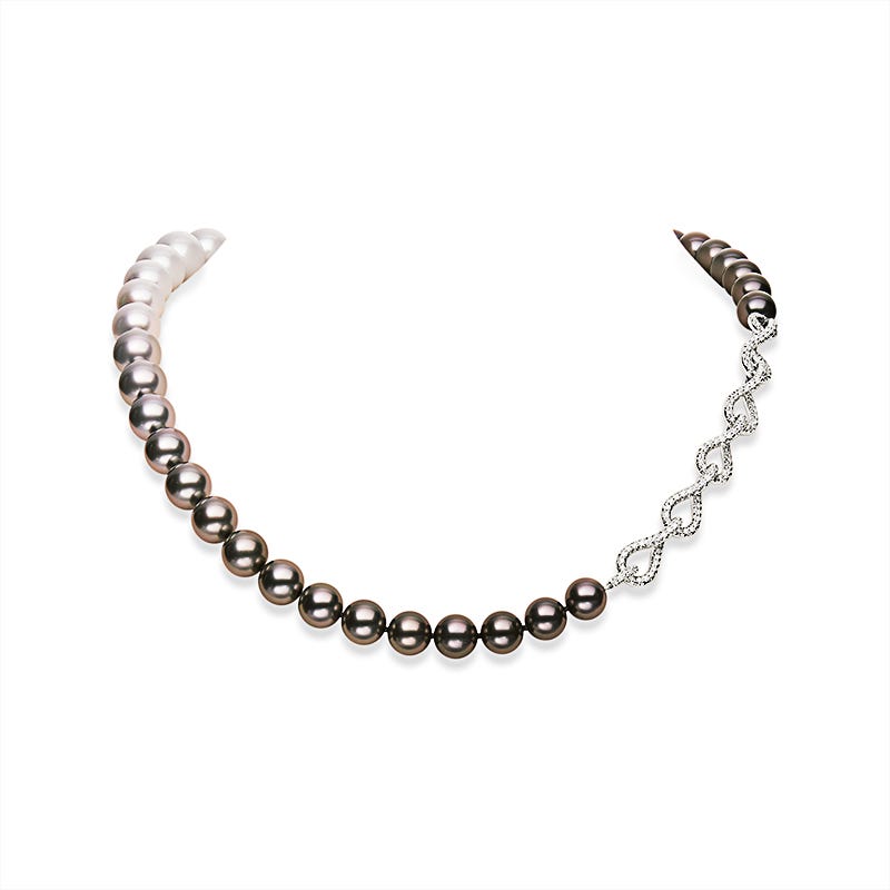 クラシックなブラックとホワイトの南洋養殖真珠のカスタマイズ可能なネックレス