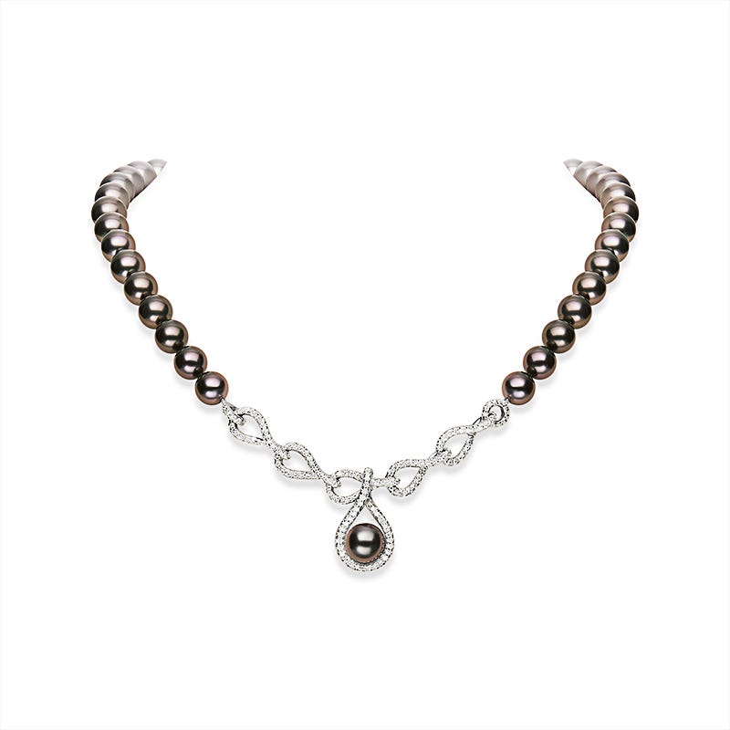 クラシックなブラックとホワイトの南洋養殖真珠のカスタマイズ可能なネックレス