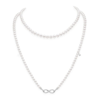 Zhuji Cultured Pearl Double Strand Necklace with Diamonds