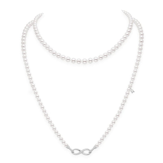 Zhuji Cultured Pearl Double Strand Necklace with Diamonds