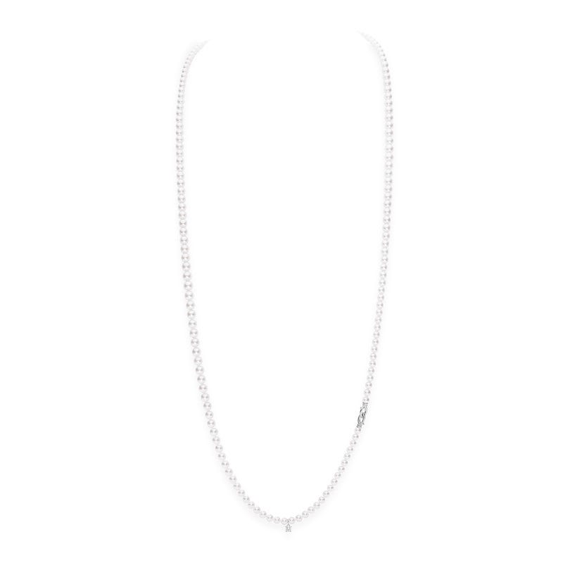 Zhuji Cultured Pearl Double Strand Necklace with Diamonds
