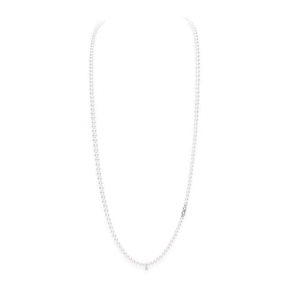 Zhuji Cultured Pearl Double Strand Necklace with Diamonds