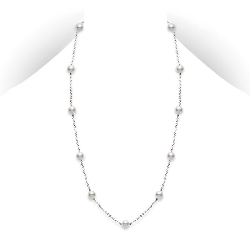 Zhuji Cultured Pearl Station Necklace in White