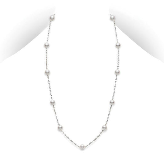 Zhuji Cultured Pearl Station Necklace in White