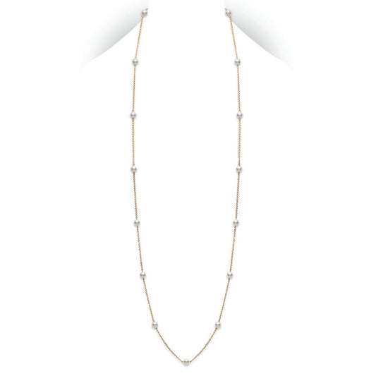 32" Zhuji Cultured Pearl Station Necklace in Yellow