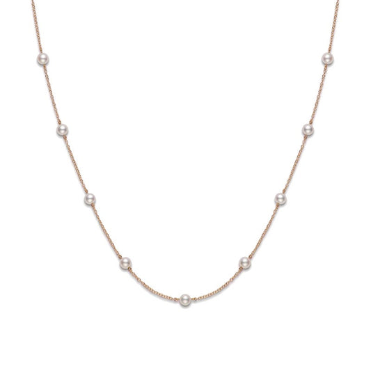 Zhuji Cultured Pearl Station Necklace in Pink