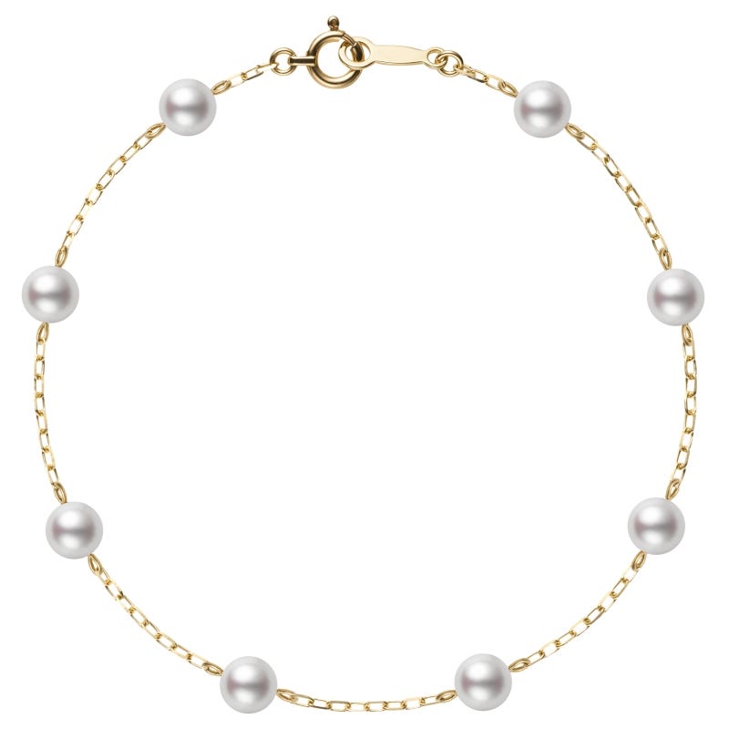 Zhuji Cultured Pearl Station Bracelet in Yellow