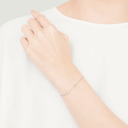 Zhuji Cultured Pearl and Diamond Station Bracelet in Silver