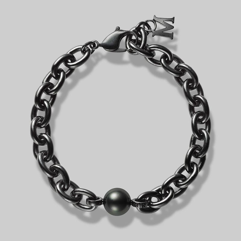 Passionoir Black South Sea Cultured Single Pearl Chain Bracelet