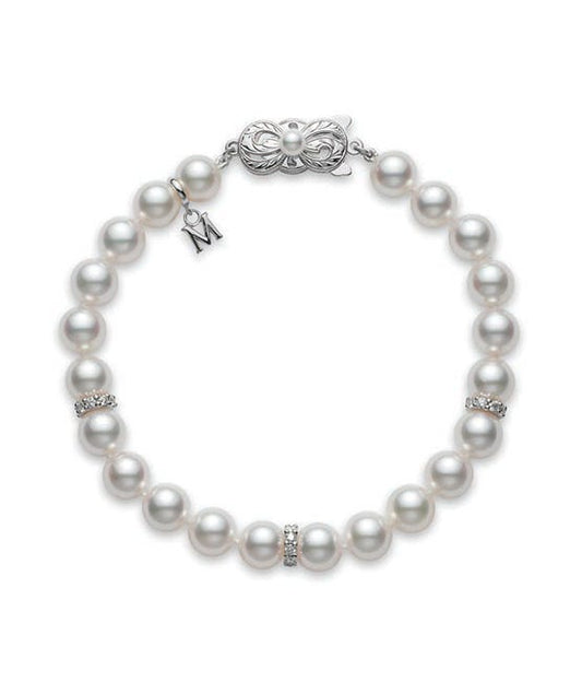 Zhuji Cultured Pearl and Diamond Bracelet in White Clasp