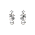 Fanuly Bloom White South Sea Cultured Pearl and Diamond Earrings in Silver