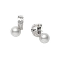 Universe Elements White South Sea Cultured Pearl and Diamond Earrings in Silver