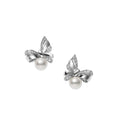 Jeux de Rubans Zhuji Cultured Pearl and Diamond Earrings in Silver