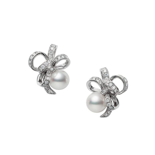 Jeux de Rubans Zhuji Cultured Pearl and Diamond Earrings