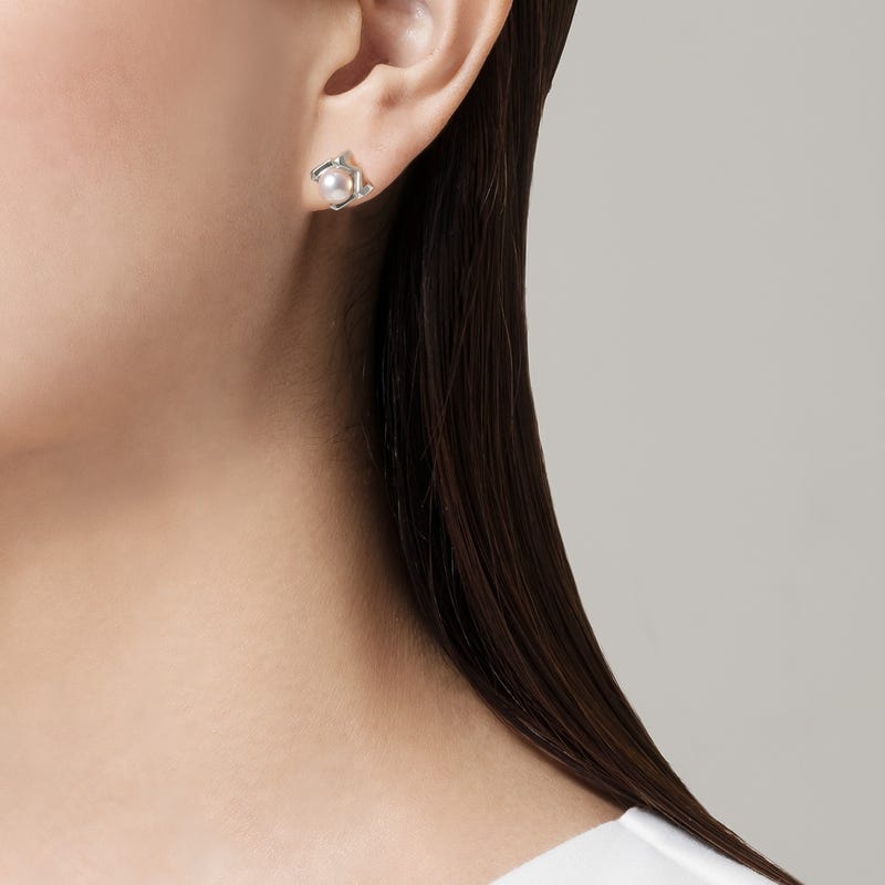 M Collection Zhuji Cultured Pearl Earrings in Silver