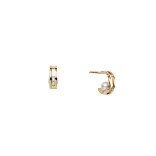 Zhuji Cultured Pearl Hoop Earrings in Yellow