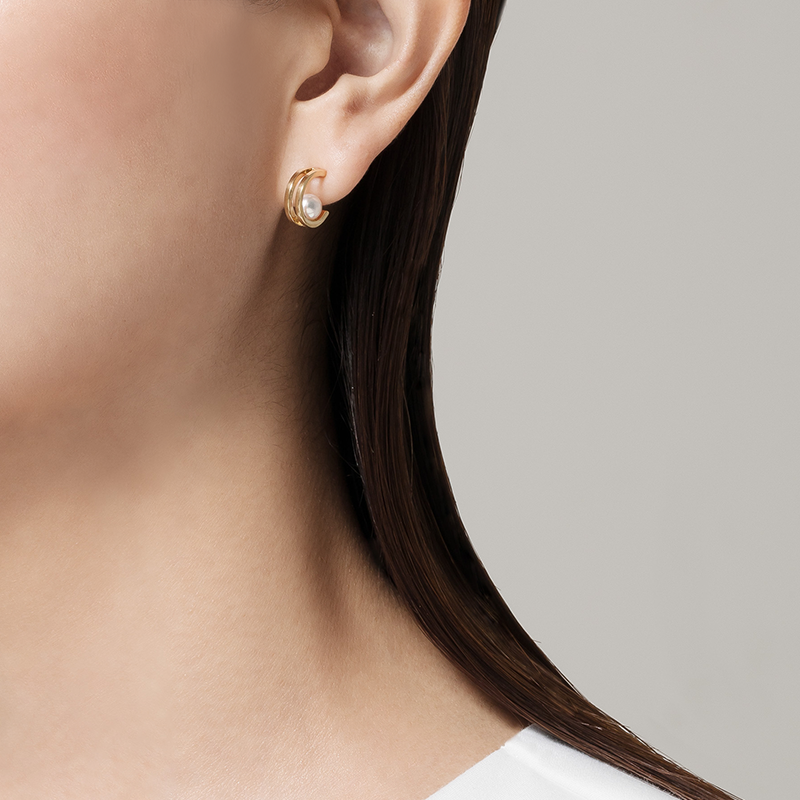 Zhuji Cultured Pearl Hoop Earrings in Yellow