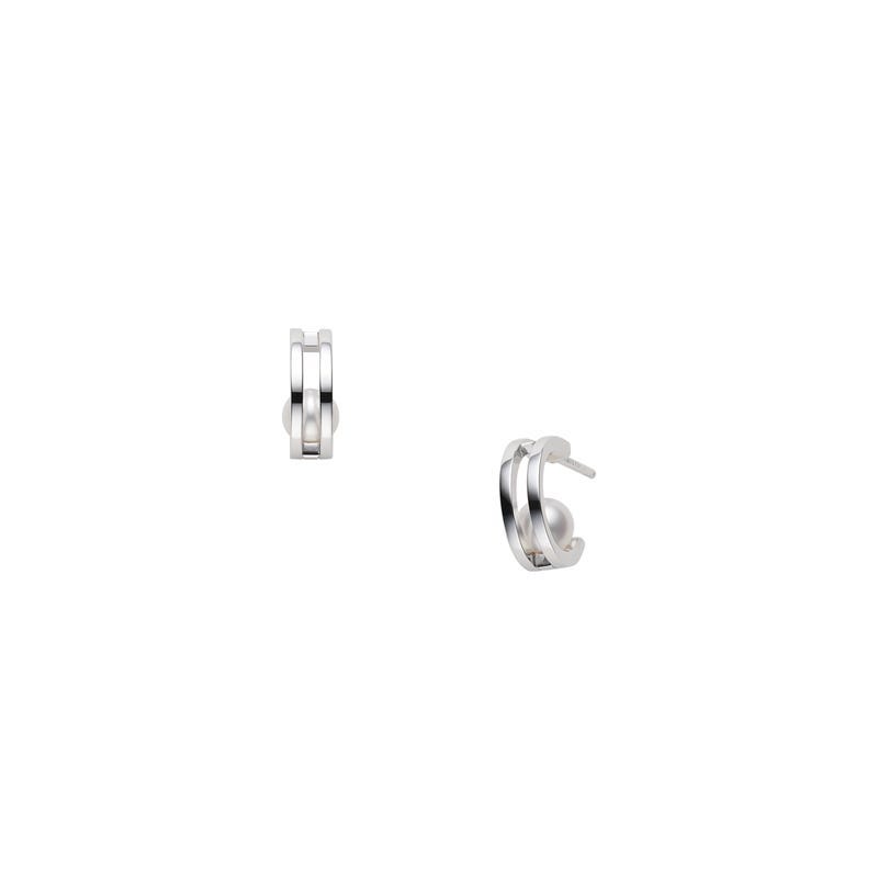 Zhuji Cultured Pearl Hoop Earrings in Silver