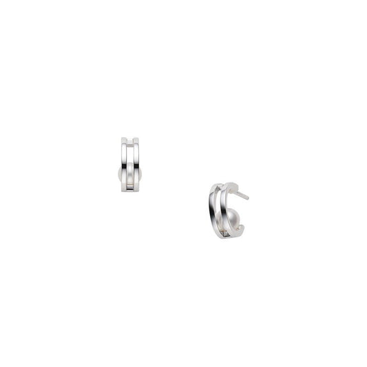Zhuji Cultured Pearl Hoop Earrings in Silver