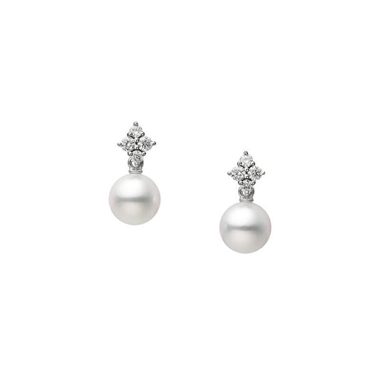 Classic Zhuji Cultured Pearl and Diamond Earrings